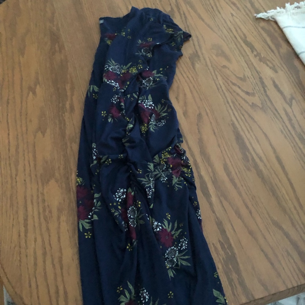 Loveappella Navy Floral Maternity Dress